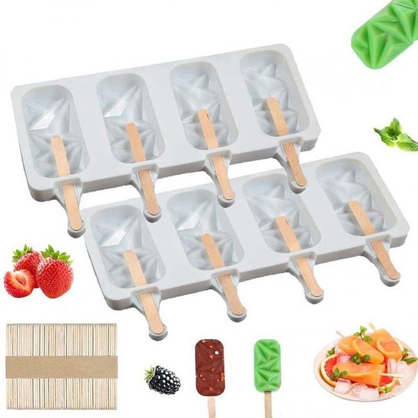 

baking moulds 4-cavity popsicle mold 2pcs ice cream making tool set diy cake easy to clean candy bar
