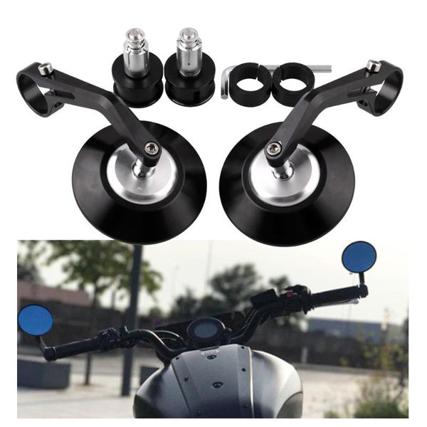 

motorcycle mirrors 1pair 22mm 7/8" universal cnc rear view handle bar end rearview side retrofit round hand mirror