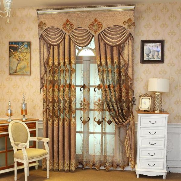 

curtain & drapes 2021 fabric high-end luxury water window valance soluble embroidered curtains for living room bedroom dining