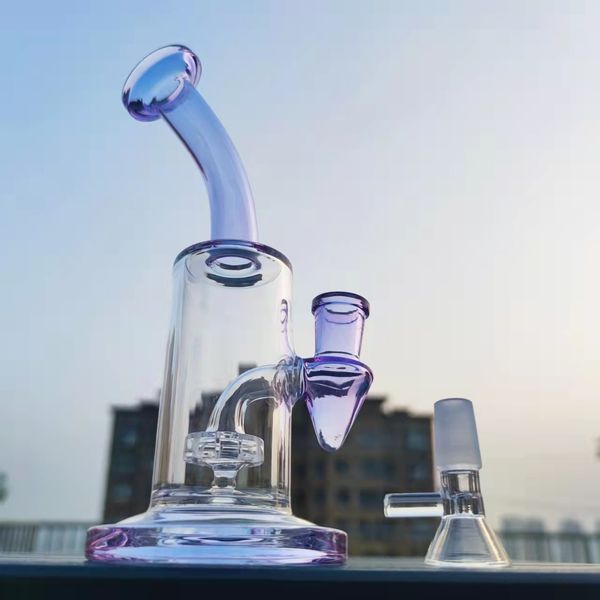 7-Zoll-Multicolor-Recycler Glasbong-Wasserleitungen Gelenktabaknütze 14mm Schüssel US-Lager