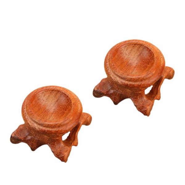 

novelty items 2pcs calabash base holder wood crystal redwood stand vintage wooden bal