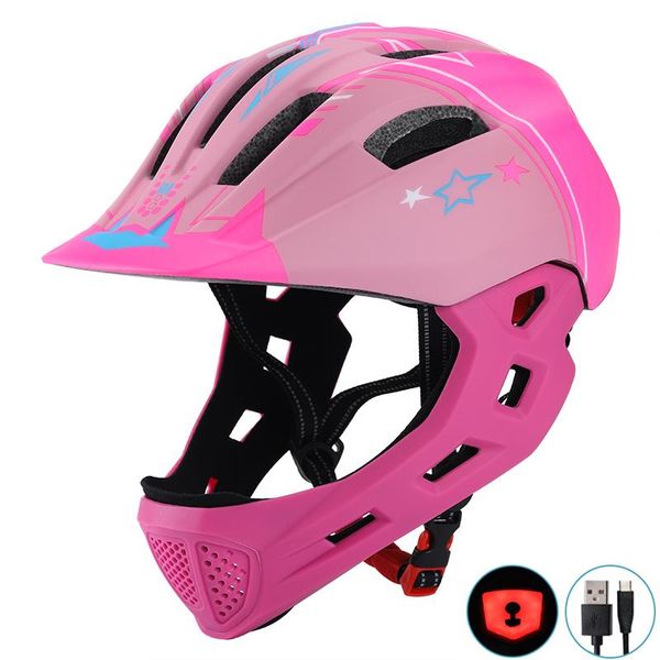 

motorcycle helmets full face children's sport bicycle helmet with tail light fully detachable downhill casco bicicleta
