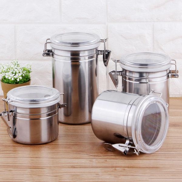 

storage bottles & jars stainless steel kitchen accessories airtight tank with clear lid multipurpose coffee bean cookie tea food container