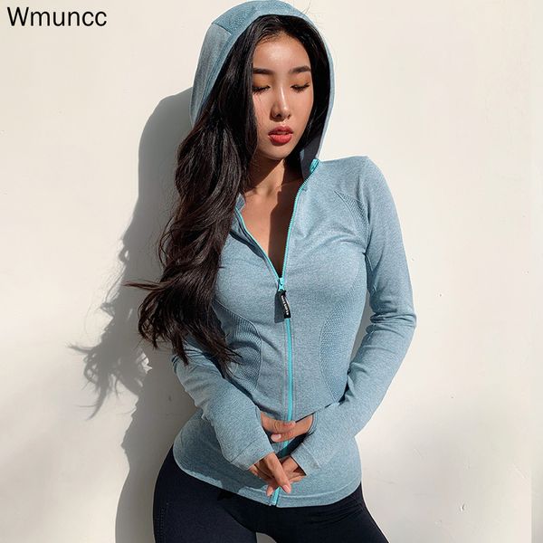 

wmuncc energy seamless running jacket women hoodie sports yoga shirts zipper fitness gym long sleeves sportswear stretch, White;red