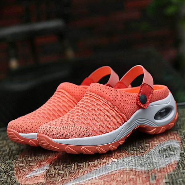 

sandals women air cushion fashion plus size wedges platform sneakers female slip-on breathable vacation travel shoes 2021, Black
