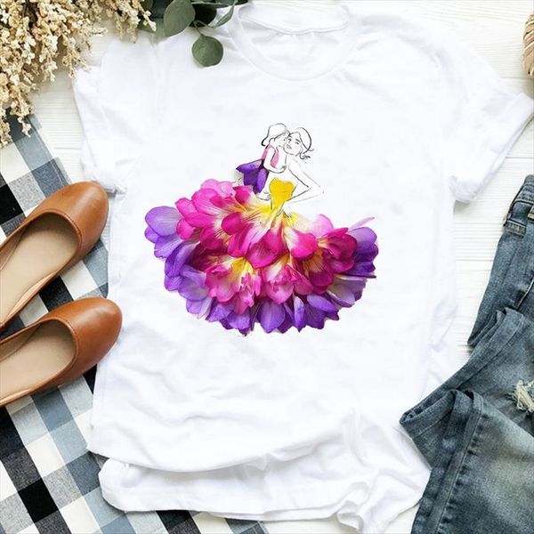 

floral mom girl mother women cute 90s print tee clothes female graphic, White