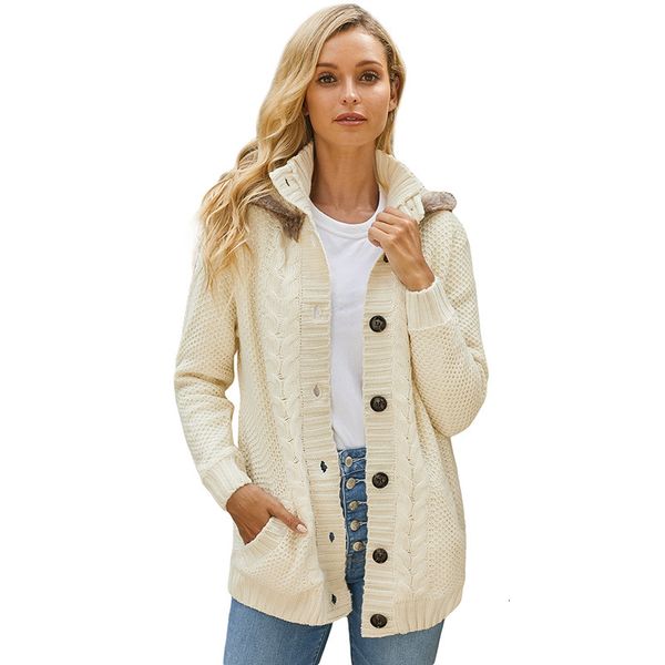 

women's sweaters autumn and winter large size twisted knitted long-sleeved v-neck all-match long women's sweater button ladies wom, White;black