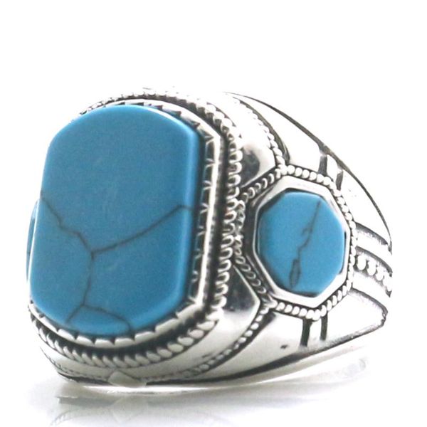 

cluster rings cool 925 silver vintage blue stone ring, Golden;silver