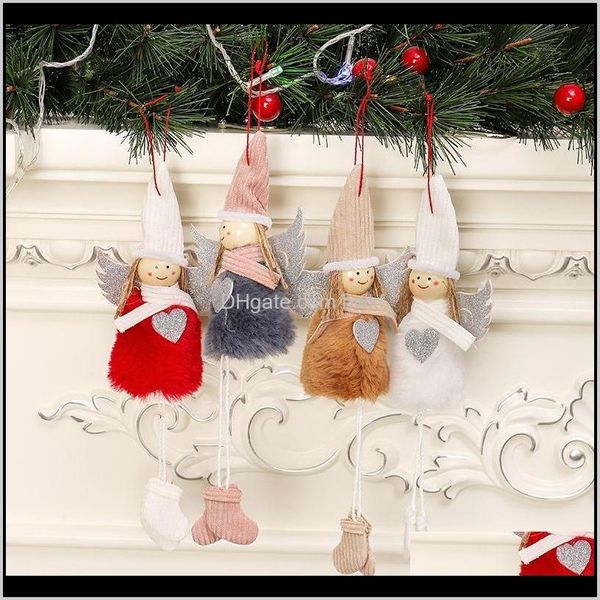 Forniture per feste natalizie Giardino domesticoNatale decorativo da appendere Figurine Angelo con ornamenti pendenti a cuore glitterato Regalo di festa D
