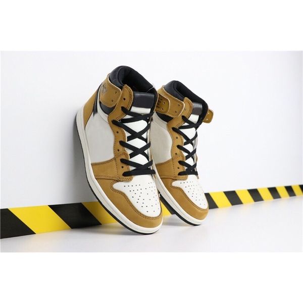 

1 high og rookie of the year 555088-700 men basketball shoes gold harvest black-sail sports sneakers good quality with box