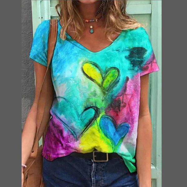 

summer graffiti heart print women casual short sleeve plus size vintage harajuku tee tshirts female clothes camisetas mujer women's t-, White