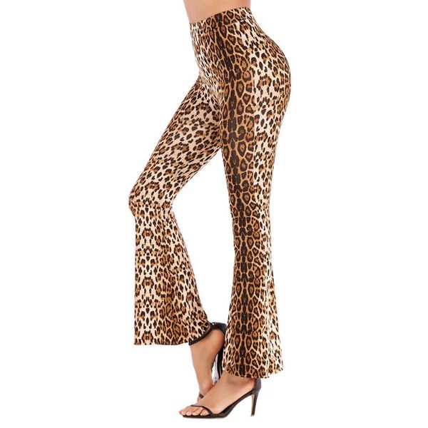 

women's pants & capris women slim printed flared spring autumn stretch long bell streetwear high waist wide leg casual pant, Black;white