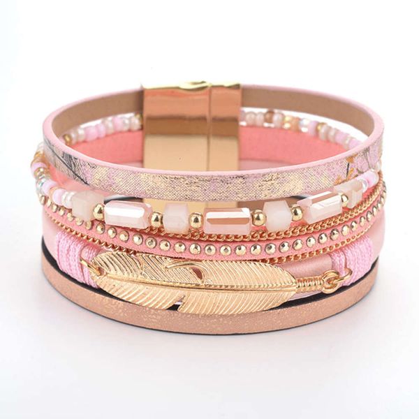 

trendy new leather arrival bangle with leaf charm pedant various color bracelet, Golden;silver