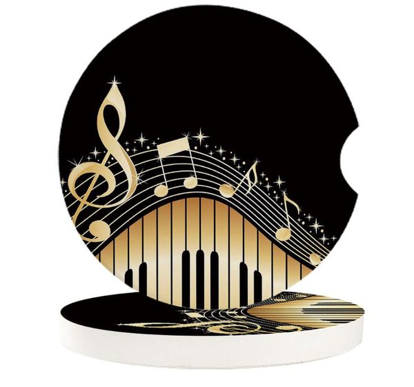 

mats & pads 2 4 6pcs piano keys note music yellow gradient car ceramics drinking mug mat creative teacup pad for home decor