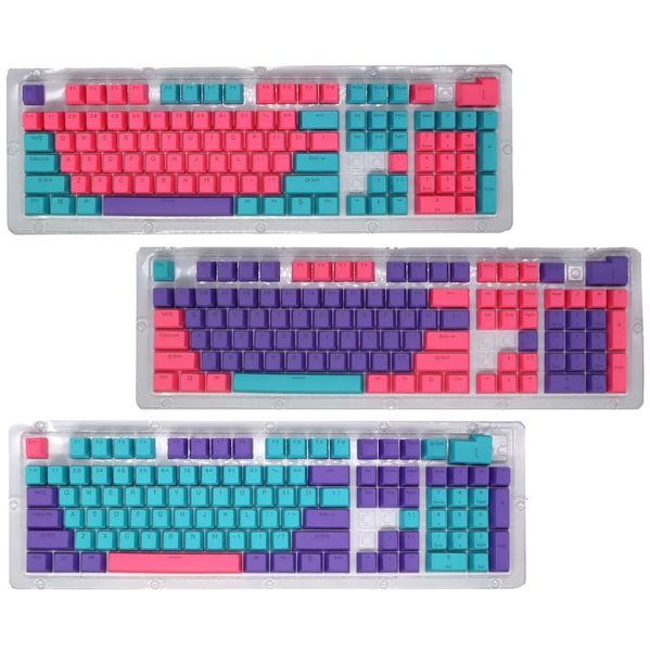 

keyboards ome height 61/87/104 key mechanical keyboard pbt keycap set three-color backlit matching cap keycaps for professional board