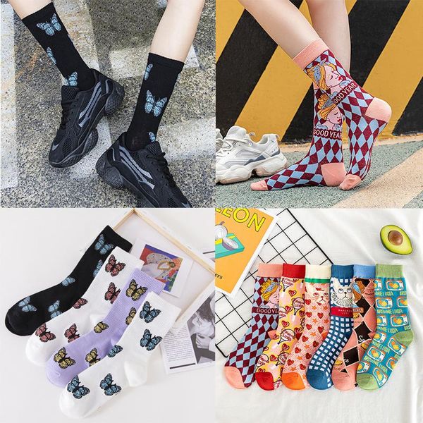 

socks & hosiery women art print short for girls female lady autumn winter warm chistmas gift friends, Black;white
