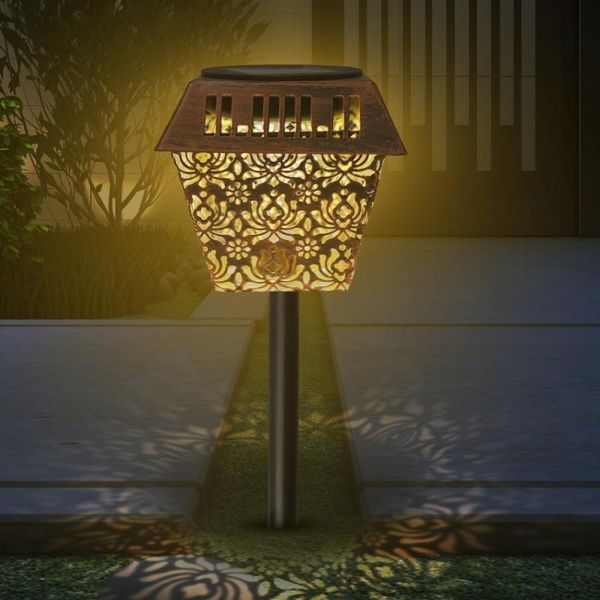 

lawn lamps outdoor solar garden light hollowed out shadow lantern waterproof landscape yard lamp ground plug