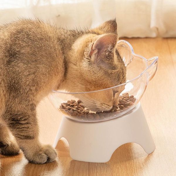 

cat bowls & feeders adjustable bowl 15 degree tilted raised food water anti-slip pet feeder for cats dogs feeding supplies