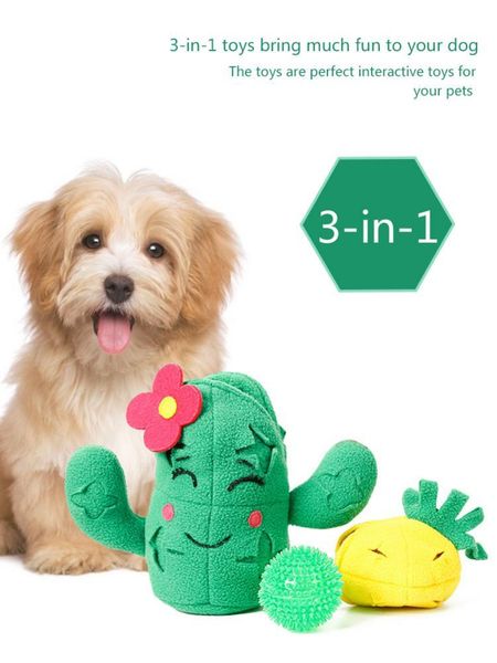 

dog car seat covers 3-in-1 cactus set pineapple leakage training pet toy chew ball educational toys for dogs to relieve boredom