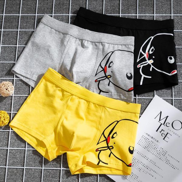 

underpants men's cotton cartoon boxer pants breathable panties male large ultra thin shorts underwear for men, Black;white