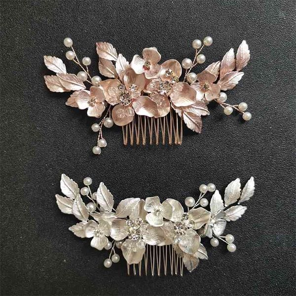 

slbridal handmade s crystal flower wedding hair comb bridal headdress accessories women bridesmaids jewelry 210707, Silver