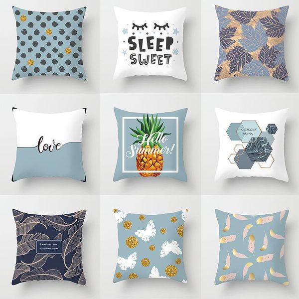

pillow case nordic geometric pillowcase home sofa cushion cover haze blue series