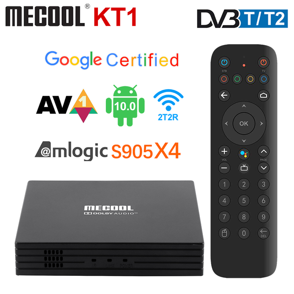 

mecool kt1 smart tv box amlogic s905x4 google certificated dvb-t2 android 10.0 support av1 dual wifi bt5.0 set box better k5