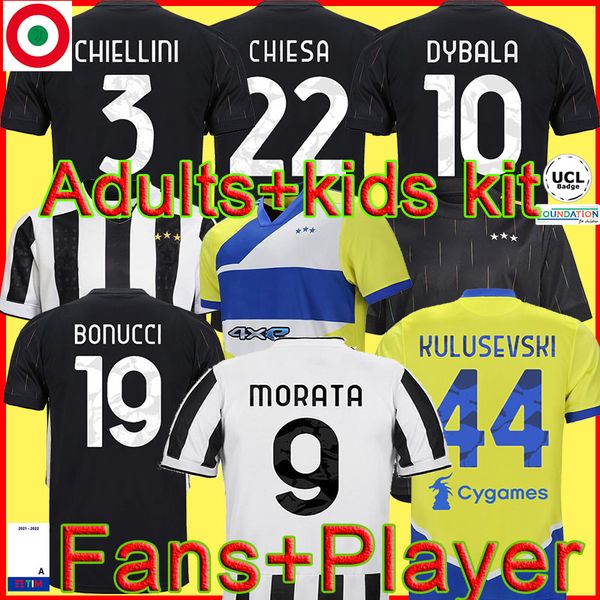 

match studium soccer jersey 2021 2022 kean dybala morata chiesa mckennie locatelli football kit shirts chiellini bonucci kids kits black and, Black;yellow