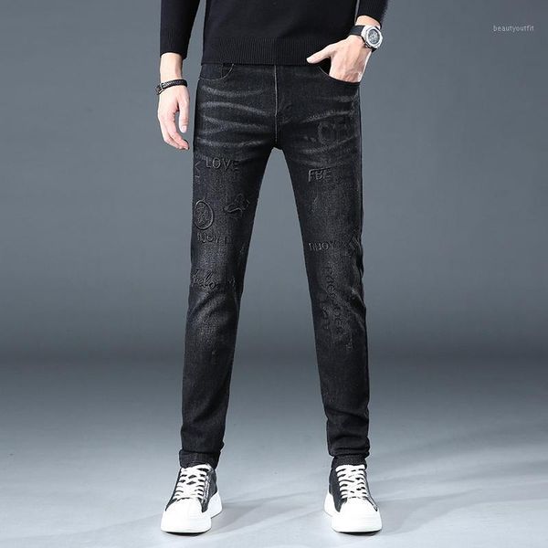 

men's jeans casual skinny male pants denim trousers hip hop straight leg bottoms moto biker traveling high street home pant, Blue
