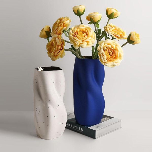 

vases nordic morandi frosted art vase ceramic twisted flower hydroponic device deskeuropean home decoration accessories