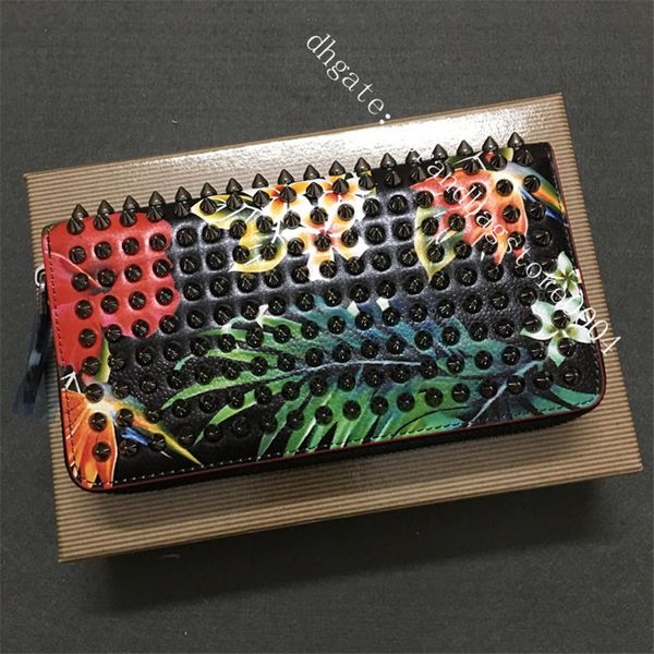 

fashion leather long square wallets rivet wallet holders multifunctional compartment purse card package id retro avant-garde p