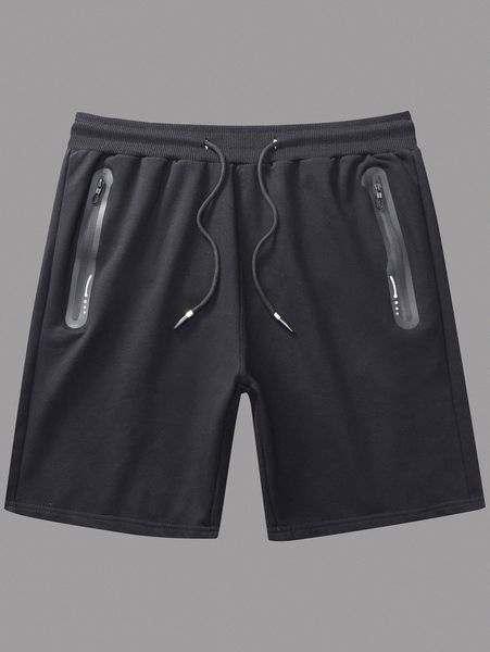 

men drawstring waist shorts a32h#, Black