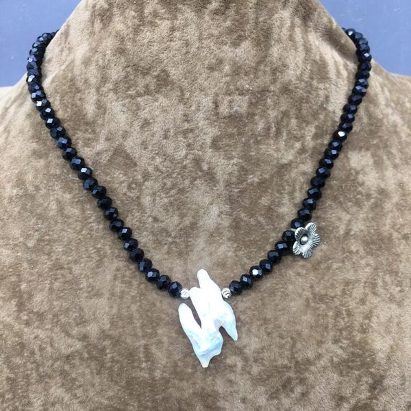 

pendant necklaces goth jewlery aesthetic necklace jewelry for women classic strand black crystal letter freshwater pearl, Silver