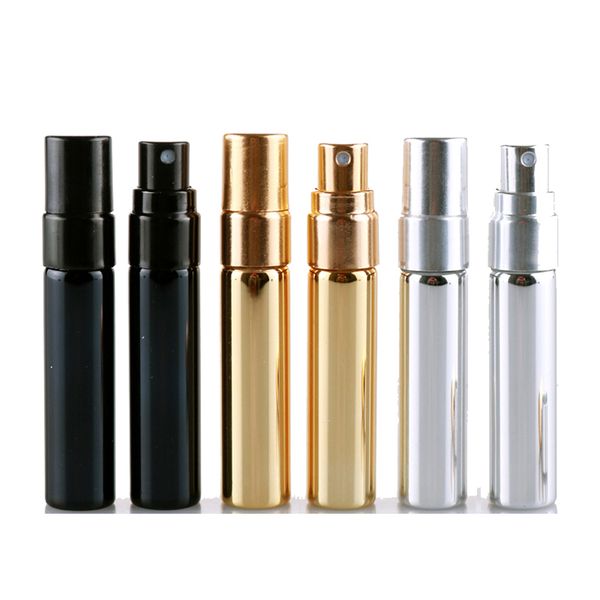 Mini 5ml eletrodométrico pulverizador de vidro perfume garrafa prensa-embalado travel shormable pequeno amostra garrafas 3 cores