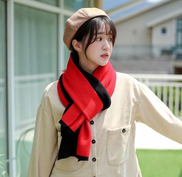 

scarves 30*180cm women warm fashion scarf double color autumn winter shawl ladies solid female wraps, Blue;gray