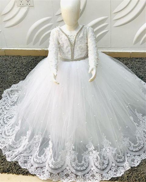 

girl's dresses lovely flower girl dress ivory white lace tulle baby princess long sleeve birthday party pography size 1-14y, Red;yellow