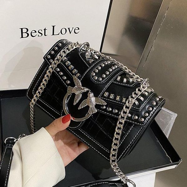 

evening bags sequined crossbody bag for women 2021 fashion rivet shoulder chain lady purses and handbags wallet on