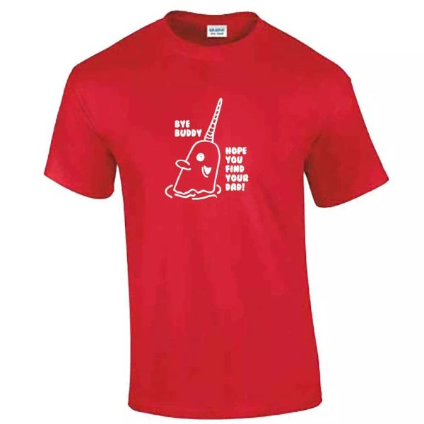 

narwhal tshirt - buddy the elf - bye buddy - will ferrell christmas, White;black