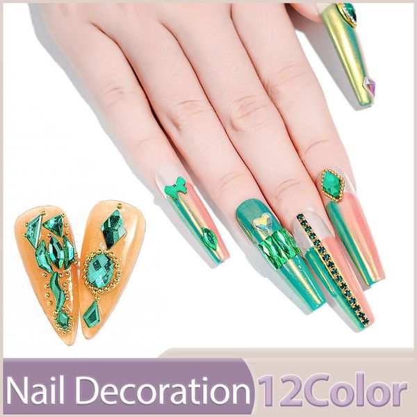 

nail art decorations gemengde 3d diamond crystal diy ontwerpen slice change sliders nagels decors vrouwen tips manicure accesorios, Silver;gold