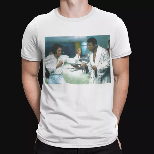 

muhammad ali t-shirt elvis 60s 70s retro heavy weight champion tee, White;black