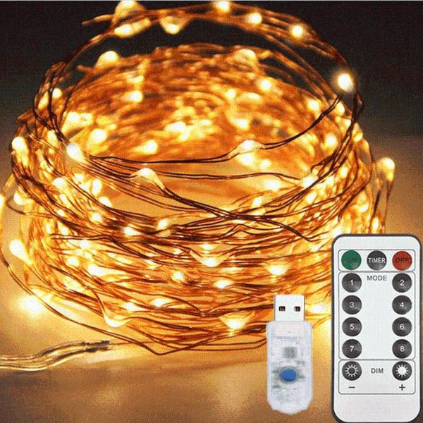 

strings 20m 10m 5m light usb operated remote led copper wire fairy string lights christmas garland for wedding party garden diy decor