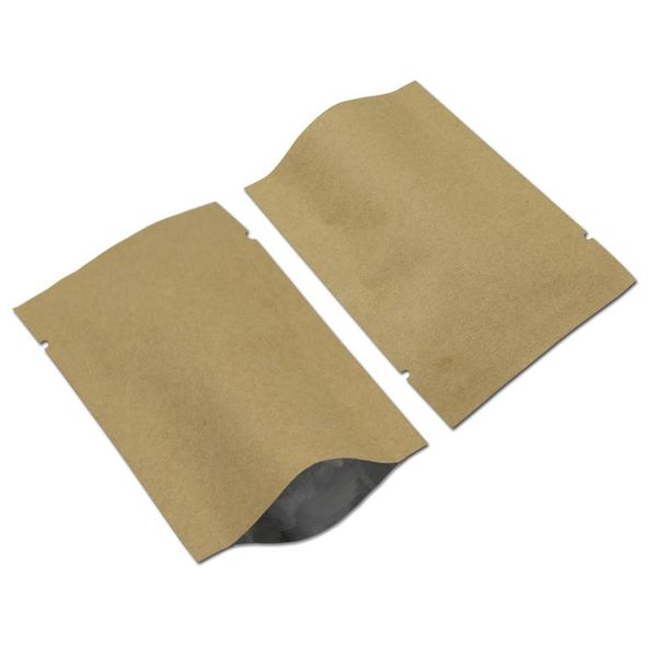 Brown Open Top Kraft Paper Foglio di alluminio Pacchetto Bag Food Candy Nuts Heat Seal Storage Mylar Packing Pouch