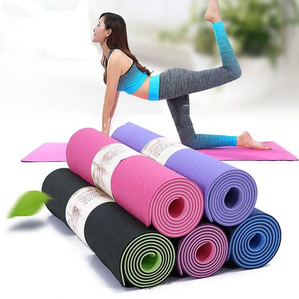 

yoga mats mat anti-skid sports fitness 6mm thick tpe comfort foam for exercise, yoga, and pilates gymnastics