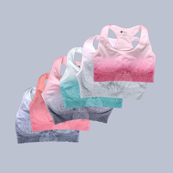

women ombre fitness crop running gym training female push up workout sportswear seamless sports gradient color yoga bra 2021 outfit