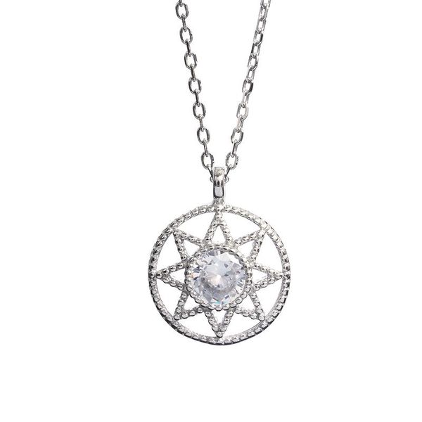 

pendant necklaces round octagonal star classic retro chain simple personality ladies collar exquisite fashion jewelry anniversary gifts, Silver