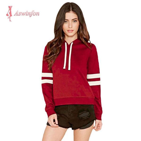 

women's hoodies & sweatshirts aswinfon hooded printed strips long sleeve sweatshirt autumn pullover, Black