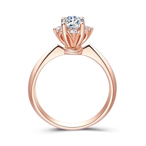 

au750 rose gold ring women wedding anniversary engagement party square round moissanite diamond elegant romantic cute cluster rings, Golden;silver
