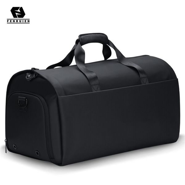 

fenruien men multi-function large capacity travel bag suit luggage 17 inch lapwaterproof tote with shoe pouch 211118