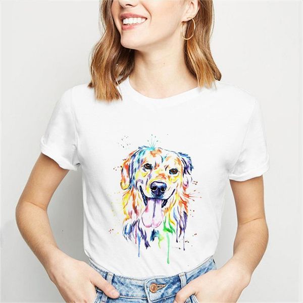 

summer female cute dog men t shirts color printing simple fashion and women round neck short sleeved lady shirt, White;black