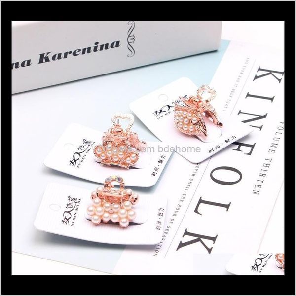 

clips & barrettes jewelry drop delivery 2021 high end cute small women korean style claw clip pearl hair claws wholesale custom jbemr, Golden;silver